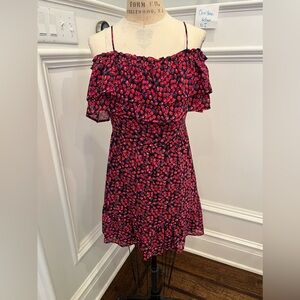 WAYF Daria Dress Floral Off Shoulder adjustable straps Ruffle Sz L